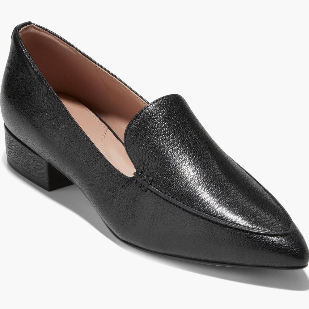 Cole Haan Vivian Pointed Toe Black Leather Flats Loafers Fit a 7.5